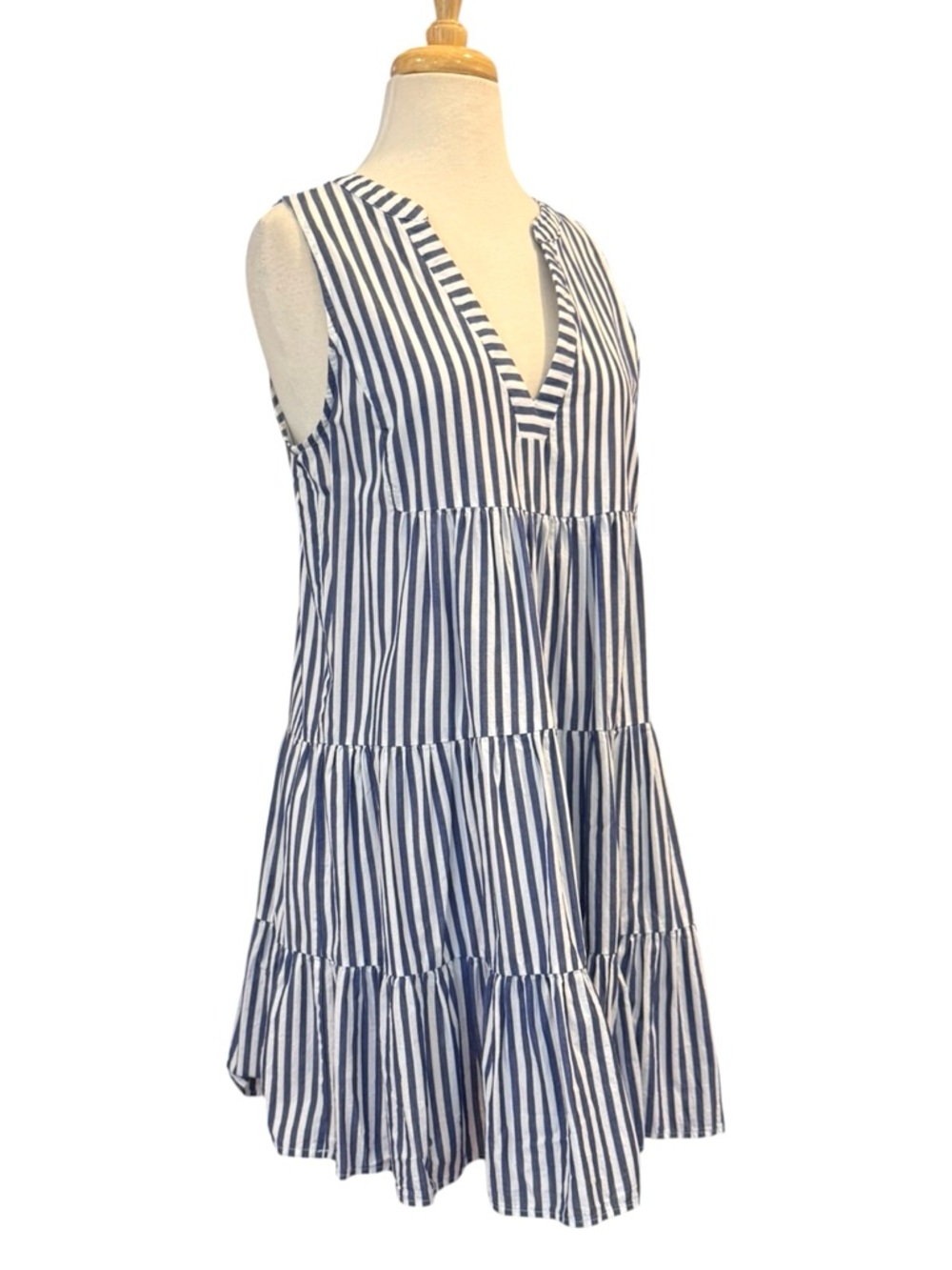Tuckernuck Pomander Place Kenzo Blue White Stripe Sleeveless Mini Dress Large - Picture 4 of 10